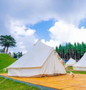 4M Spacious 4 Season Bell Tent Fire Retardant Canvas Yurt Tent for Family Glamping