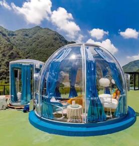 3.8m + 2.6m Transparent PC Tents Luxury Dome Tent One Bedroom one Bathroom